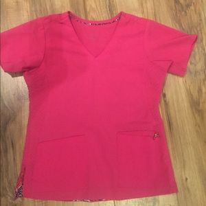 Hot pink Vera Bradley scrub top